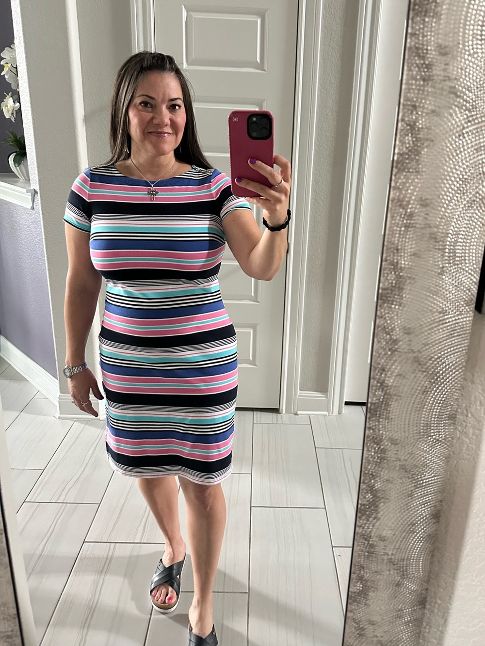 Talbots Striped Knit Dress | Comfy Stretch Cotton